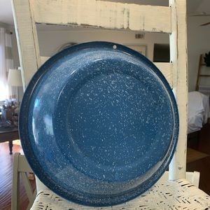 Vintage Blue Enamelware Bowl